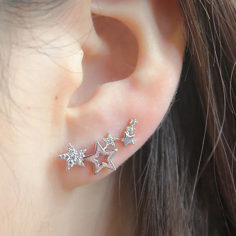 1 Pair/set New Fashion Elegant Alloy Five-pointed Star Rhinestone Ear Studs For Women White Jewelry Punk Wind Earrings Gifts
1 Pair/set New Fashion Elegant Alloy Five-pointed Star Rhinestone Ear Studs For Women White Jewelry Punk Wind Earrings Gifts