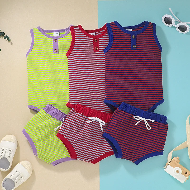 Newborn baby suit 2021 summer fashion striped sleeveless romper + climbing pants baby cotton clothes men and baby suit
Newborn baby suit 2021 summer fashion striped sleeveless romper + climbing pants baby cotton clothes men and baby suit