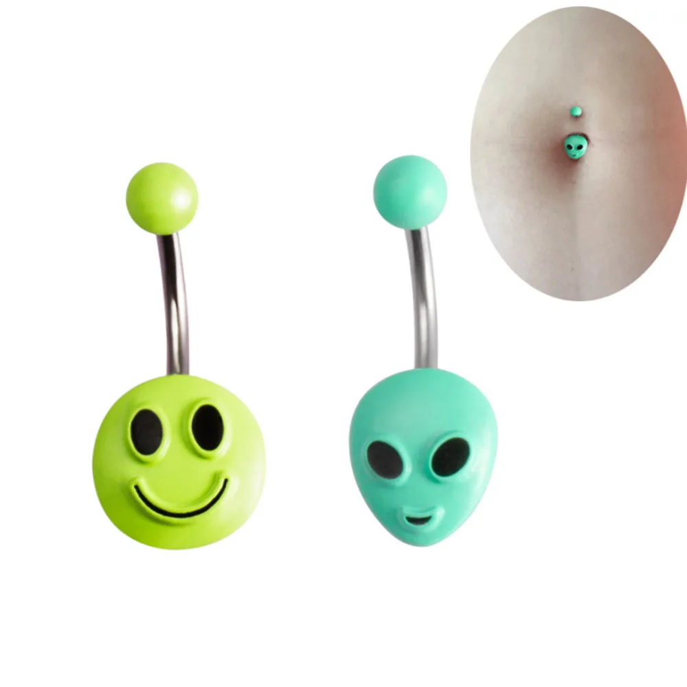 

Miqiao 1pcs Hot Sale Stainless Steel Alien/smiley Belly Button Nail Exquisite Body Piercing Jewelry