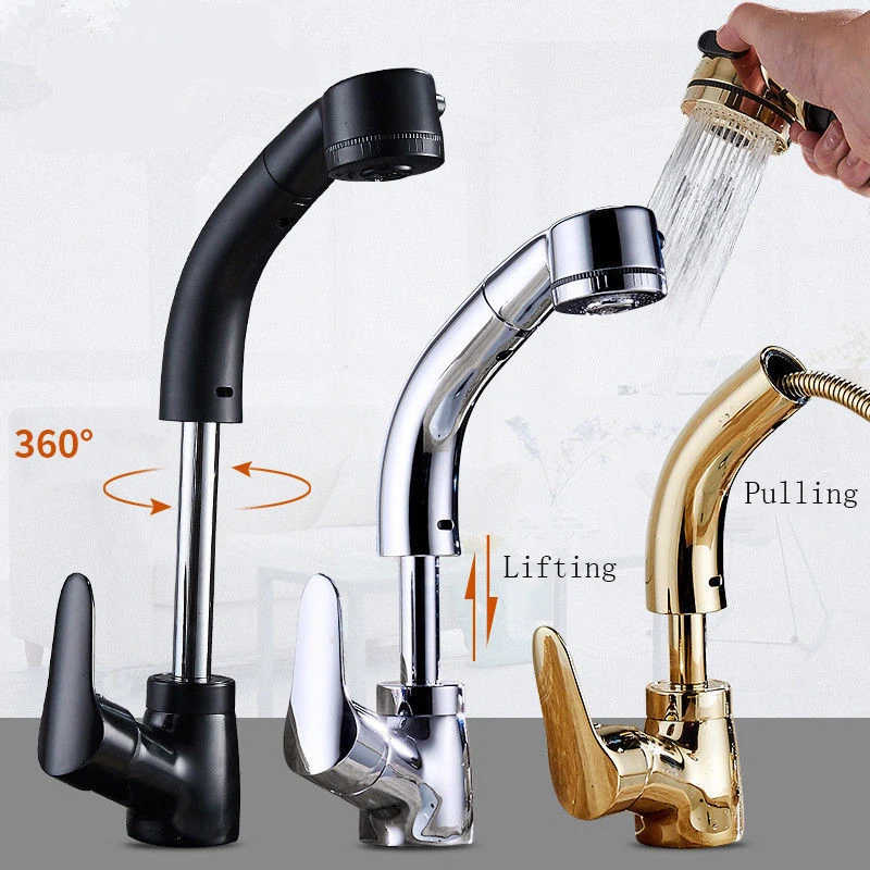 Copper Lifting Pulling Basin Faucet Pull Out Side Sprayer Single Handle Mixer Brass Tap Sink Faucet 360 Rotation Kitchen Faucet
Copper Lifting Pulling Basin Faucet Pull Out Side Sprayer Single Handle Mixer Brass Tap Sink Faucet 360 Rotation Kitchen Faucet