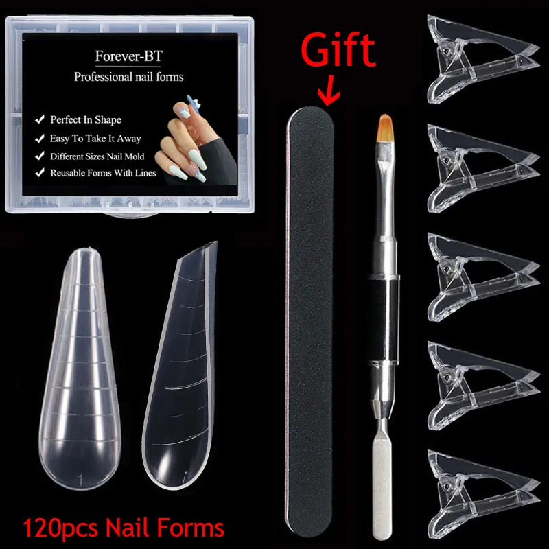 120pcs Nail Forms Full Cover Quick Building Mold False Tips Art UV Extend Gel Nails Extension with Dual-Ended Brush 5pcs clip
120pcs Nail Forms Full Cover Quick Building Mold False Tips Art UV Extend Gel Nails Extension with Dual-Ended Brush 5pcs clip