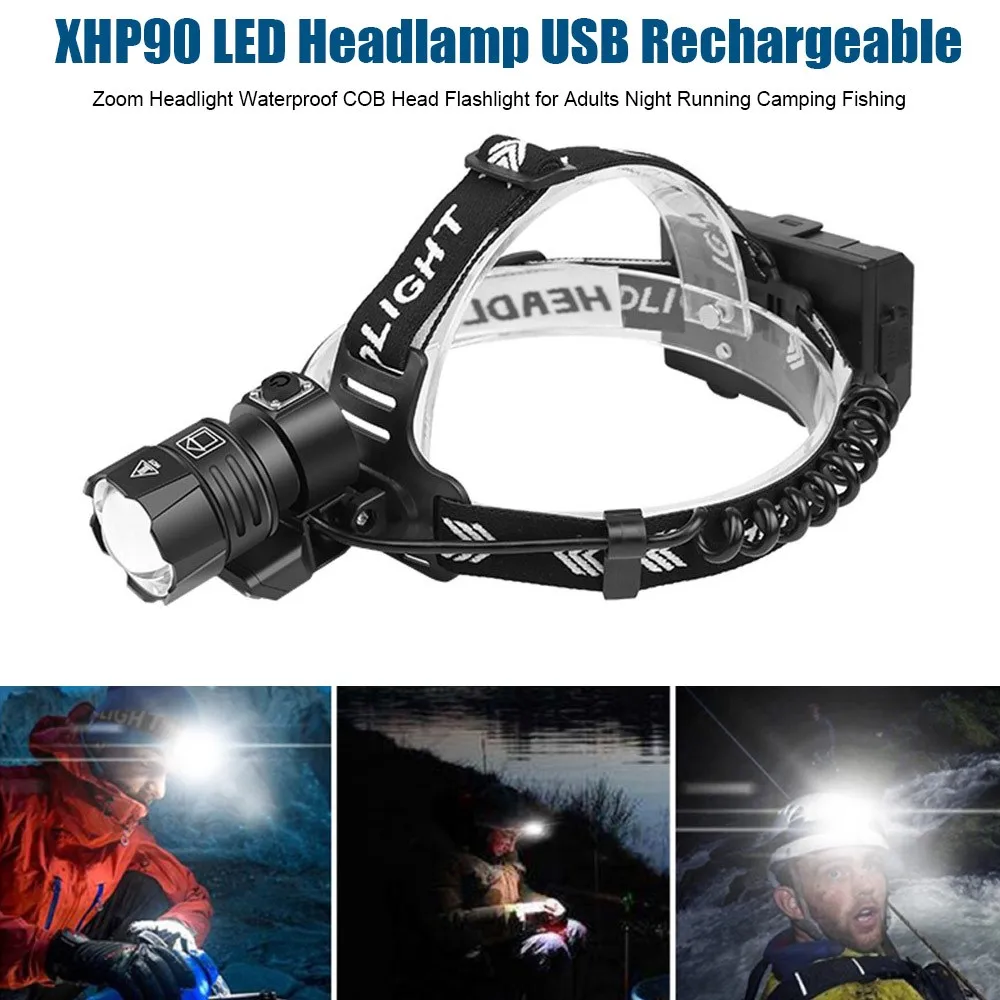 XHP90 LED Headlamp USB Rechargeable Zoom Headlight Waterproof COB Head Flashlight for Adults Night Running Camping Fishing 
XHP90 LED Headlamp USB Rechargeable Zoom Headlight Waterproof COB Head Flashlight for Adults Night Running Camping Fishing