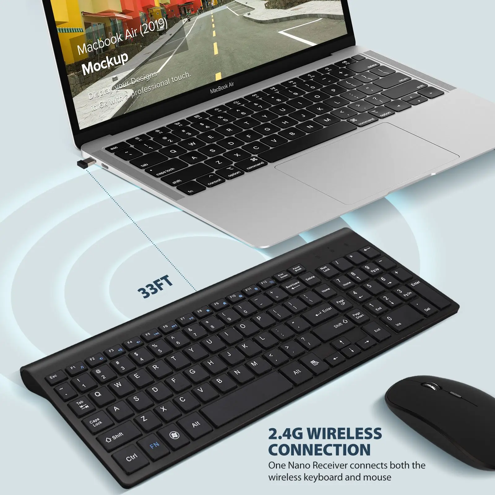 E168 2.4G Wireless Silent Keyboard and Mouse Mini Multimedia Full-size Keyboard Mouse Combo Set For Notebook Laptop Desktop PC
E168 2.4G Wireless Silent Keyboard and Mouse Mini Multimedia Full-size Keyboard Mouse Combo Set For Notebook Laptop Desktop PC