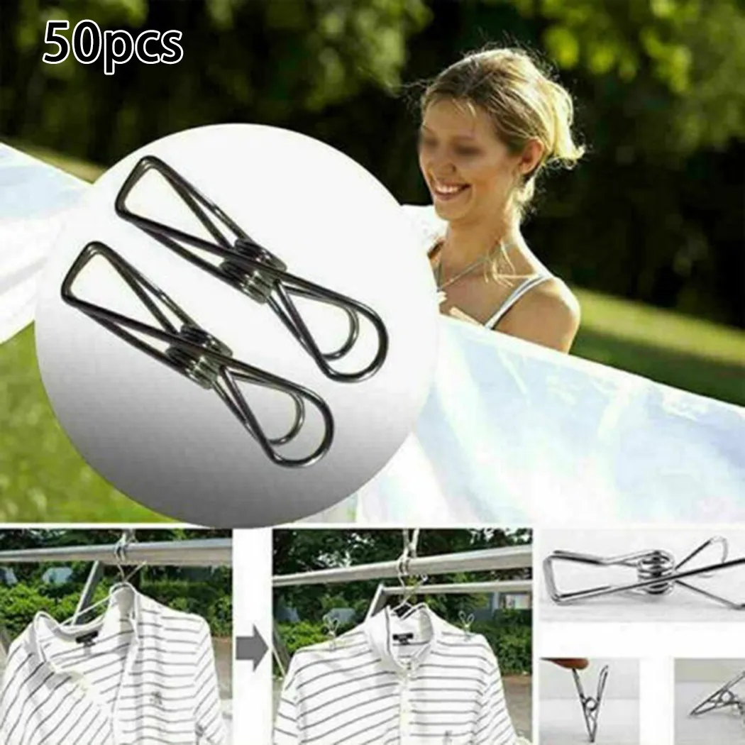 50Pcs Multipurpose Stainless Steel Clothes Pegs Washing Line Hanger Photos Hanging Clip Accessories Household Sealing Clip
50Pcs Multipurpose Stainless Steel Clothes Pegs Washing Line Hanger Photos Hanging Clip Accessories Household Sealing Clip