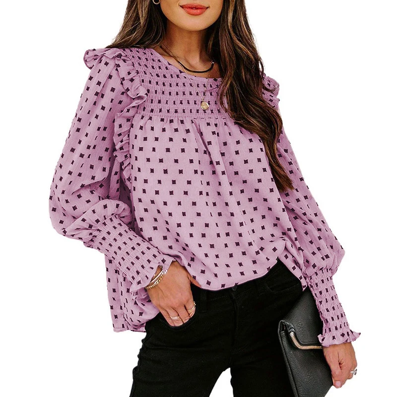 Dot Print Blouses Women Polka Ruffles Boho Long Sleeve Top Fashion O-Neck Patchwork Elegant Chiffon Blouse blusas y camisas 2021
Dot Print Blouses Women Polka Ruffles Boho Long Sleeve Top Fashion O-Neck Patchwork Elegant Chiffon Blouse blusas y camisas 2021
