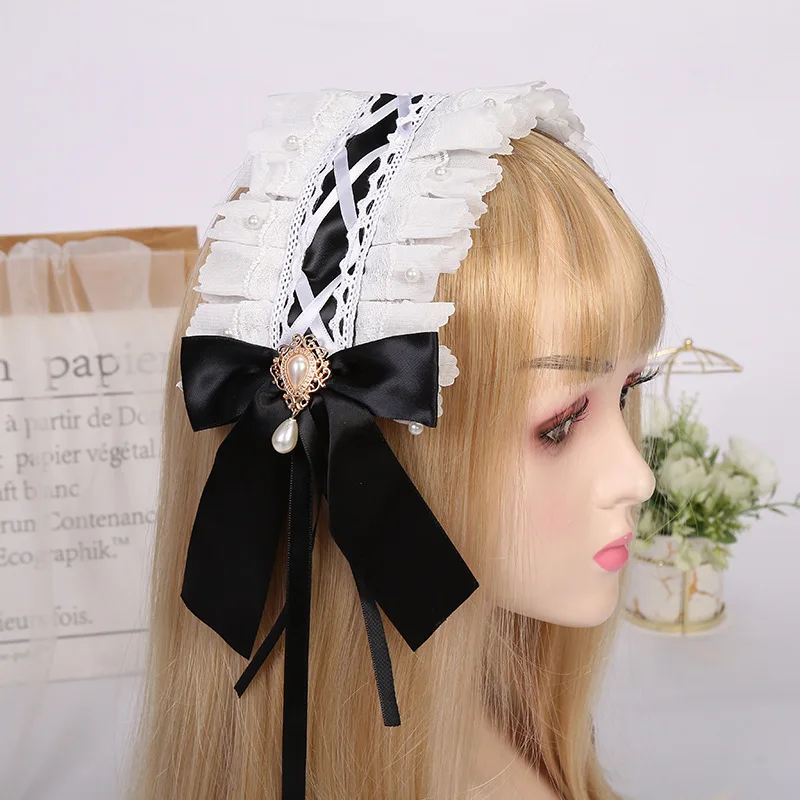 Повязка на голову с жемчужинами и бантом для девочек 
Повязка на голову с жемчужинами и бантом для девочек