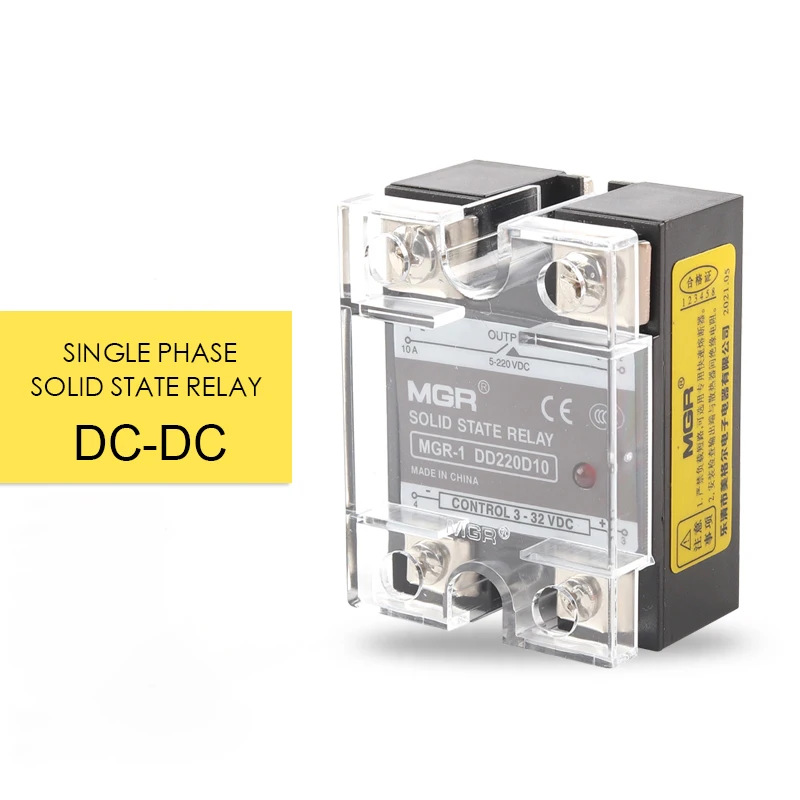 

SSR MGR DC Control AC Single phase Solid State Relay 10A-150A With Cover 3-32VDC Input 24-480VAC Output Solid State Relay