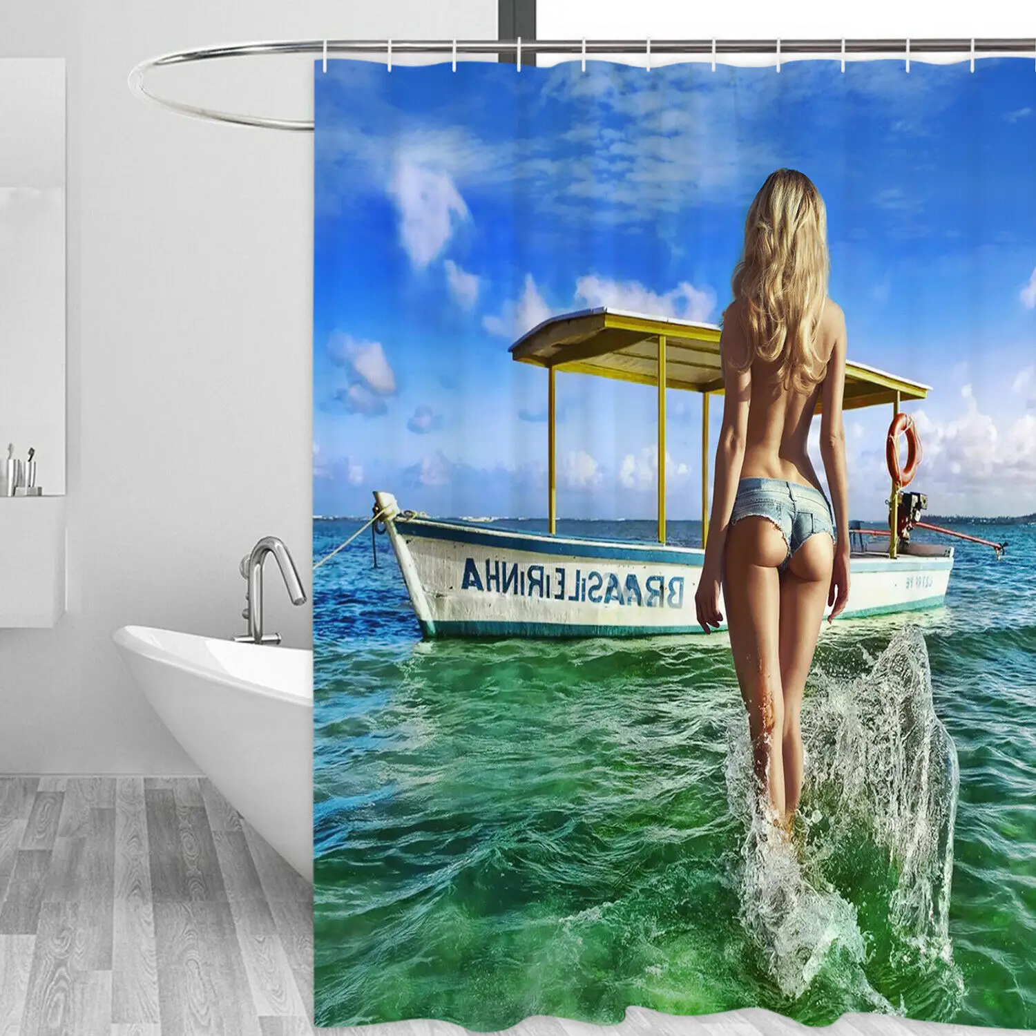 Waterproof Shower Curtain Sea Women Boat Art Print Bathroom Decor Shower Curtain
Waterproof Shower Curtain Sea Women Boat Art Print Bathroom Decor Shower Curtain