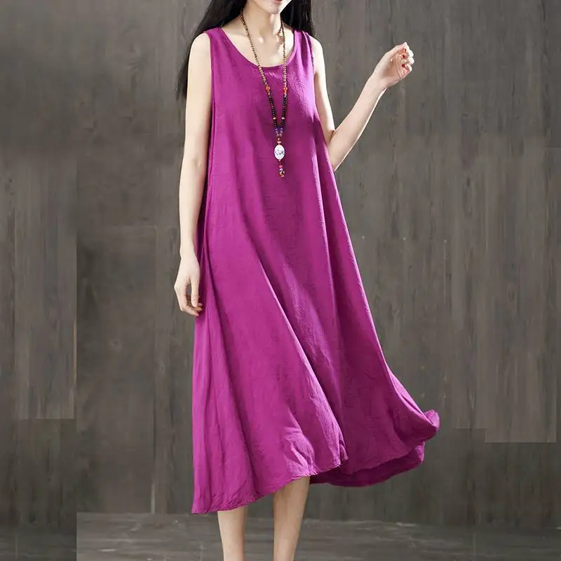 Summer New Style Literary Plus Size Mid-Length Sleeveless Vest Bottoming Skirt Loose And Thin Literary Solid Color Dress
Summer New Style Literary Plus Size Mid-Length Sleeveless Vest Bottoming Skirt Loose And Thin Literary Solid Color Dress