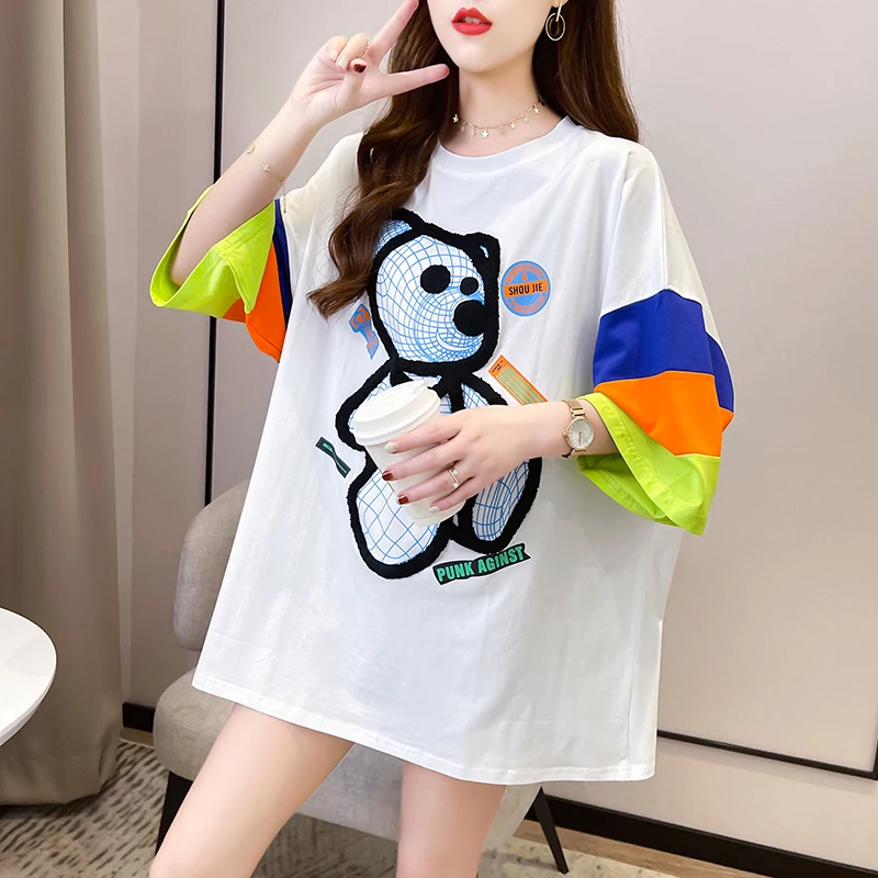 Women T-Shirt 2021 Summer Blouse O-Neck Black Bear Print Fashion New Tops Casual Plus Size Women Shirt Female Clothes Ladies Top
Women T-Shirt 2021 Summer Blouse O-Neck Black Bear Print Fashion New Tops Casual Plus Size Women Shirt Female Clothes Ladies Top