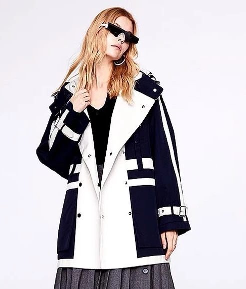 Designer Clothes Contrast Color Patchwork Hooded Double Breasted with Belt Jacket Women
Designer Clothes Contrast Color Patchwork Hooded Double Breasted with Belt Jacket Women