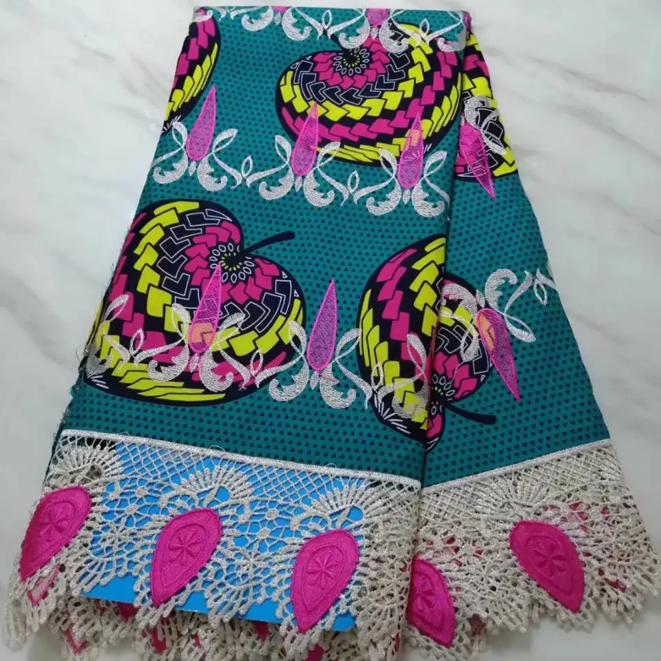 5Yards/pc New fashion teal wax fabric printed embroidery african water soluble lace for dress BW52-2
5Yards/pc New fashion teal wax fabric printed embroidery african water soluble lace for dress BW52-2