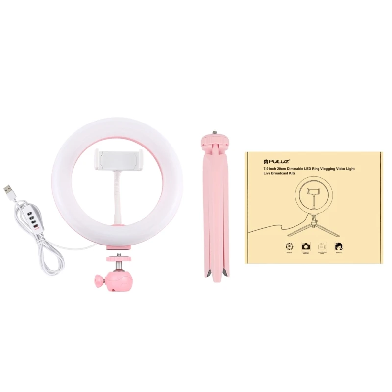 PULUZ 7.9 inch LED Selfie Ring Light Lamp with Desktop Tripod Curved Photography Video Lights 3200K-5600K Color Temperature
PULUZ 7.9 inch LED Selfie Ring Light Lamp with Desktop Tripod Curved Photography Video Lights 3200K-5600K Color Temperature