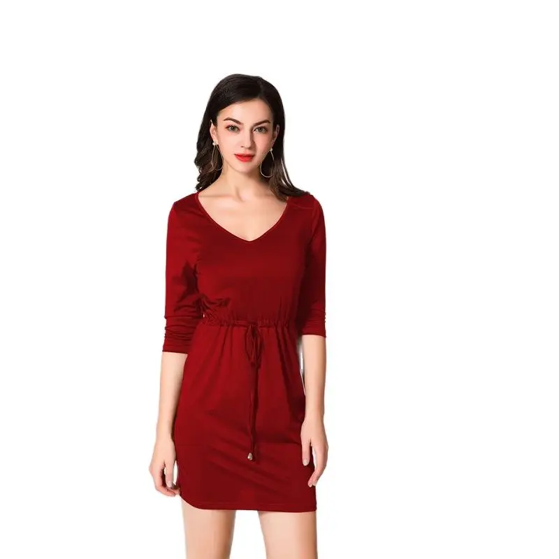 2021 New Summer V-neck Dress Solid Color Fashion Three-quarter Sleeve Dress High Straight Lace Dress Vestidos De Mujer
2021 New Summer V-neck Dress Solid Color Fashion Three-quarter Sleeve Dress High Straight Lace Dress Vestidos De Mujer