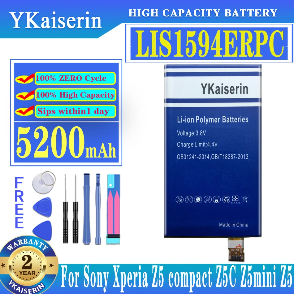Аккумулятор для Sony 5200 мАч LIS1594ERPC, для SONY Xperia F5321 Z5C Z5 Mini E5823 Z5 Compact, оригинальный C6 F3216 F3215 F3216Xc 
Аккумулятор для Sony 5200 мАч LIS1594ERPC, для SONY Xperia F5321 Z5C Z5 Mini E5823 Z5 Compact, оригинальный C6 F3216 F3215 F3216Xc