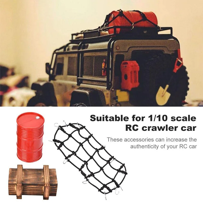 RC Car Oil Drum Luggage Net Wooden Box Decorative Set for 1/10 Scale RC Crawler Car SCX10 TRX4
RC Car Oil Drum Luggage Net Wooden Box Decorative Set for 1/10 Scale RC Crawler Car SCX10 TRX4