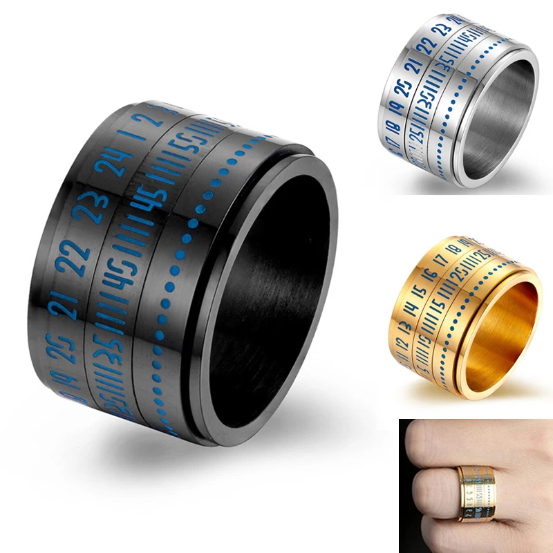Men's 316L Stainless Steel Spinner Rings Band Rotatable Arabic Numerals Luminous Time Design Jewelry Ring
Men's 316L Stainless Steel Spinner Rings Band Rotatable Arabic Numerals Luminous Time Design Jewelry Ring