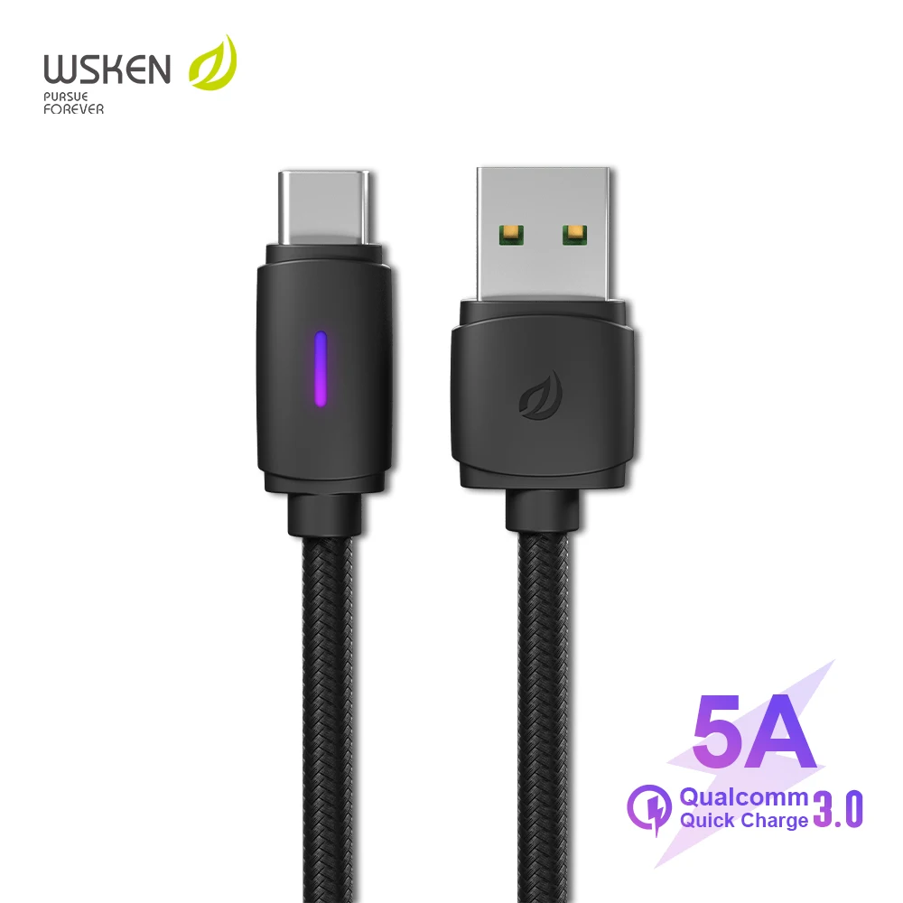 USB кабель WSKEN 5 А Type C для быстрой зарядки Huawei Mate 30|Кабели мобильных телефонов| |