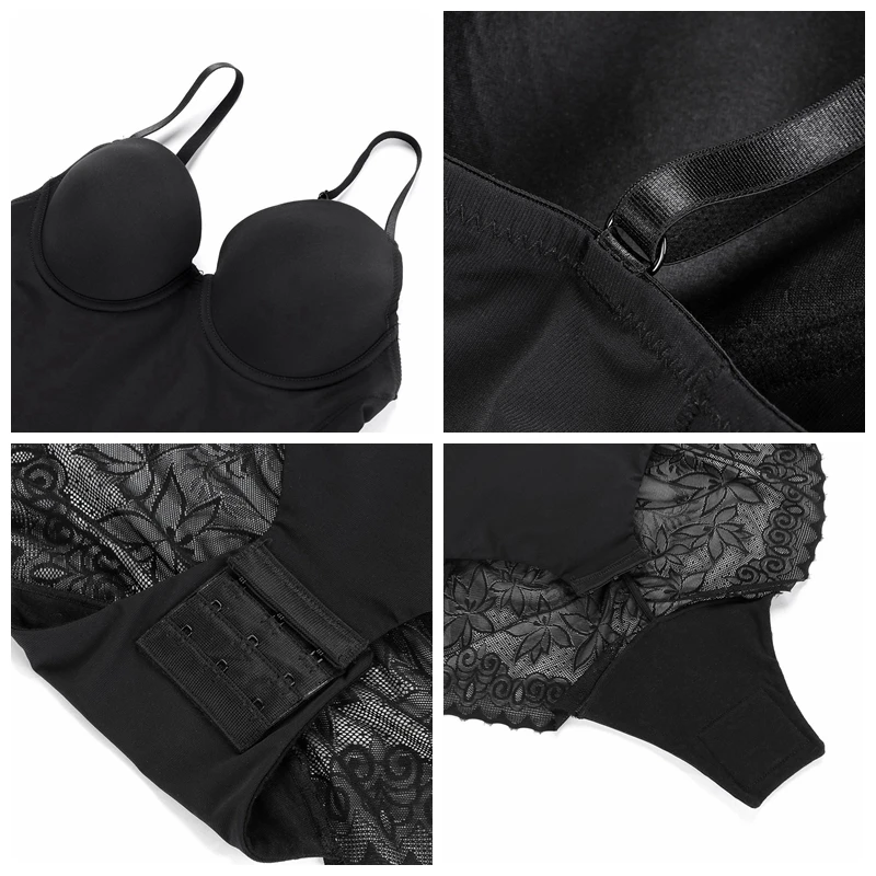 Women Sexy Seamless Full Body Shaper Blackless Bodysuit With Bra Silk Lace Patchwork Waist Control Tummy Shaping Shapewear
Women Sexy Seamless Full Body Shaper Blackless Bodysuit With Bra Silk Lace Patchwork Waist Control Tummy Shaping Shapewear