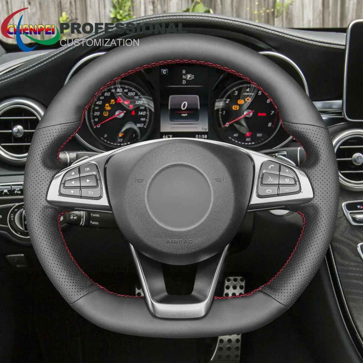 DIY Hand-Sewn Non-Slip Black Leather Steering Wheel Cover For Mercedes Benz W205 C117 X156 C218 W213 Car Interior Accessories
DIY Hand-Sewn Non-Slip Black Leather Steering Wheel Cover For Mercedes Benz W205 C117 X156 C218 W213 Car Interior Accessories
