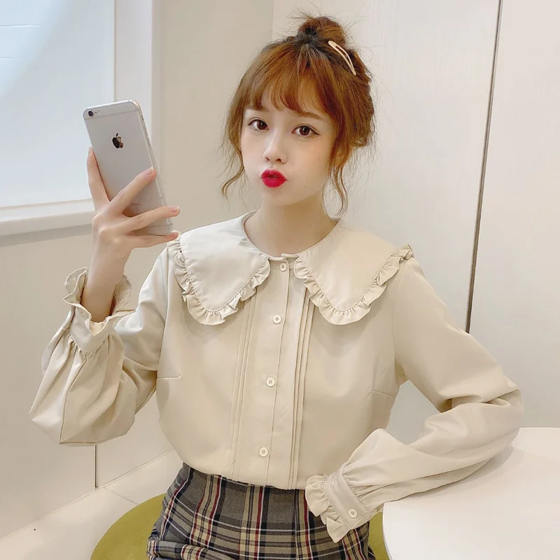 Spring and Autumn Doll Collar Shirt Female Design Sense Niche Shirt 2021 New French Long-sleeved Shirt
Spring and Autumn Doll Collar Shirt Female Design Sense Niche Shirt 2021 New French Long-sleeved Shirt