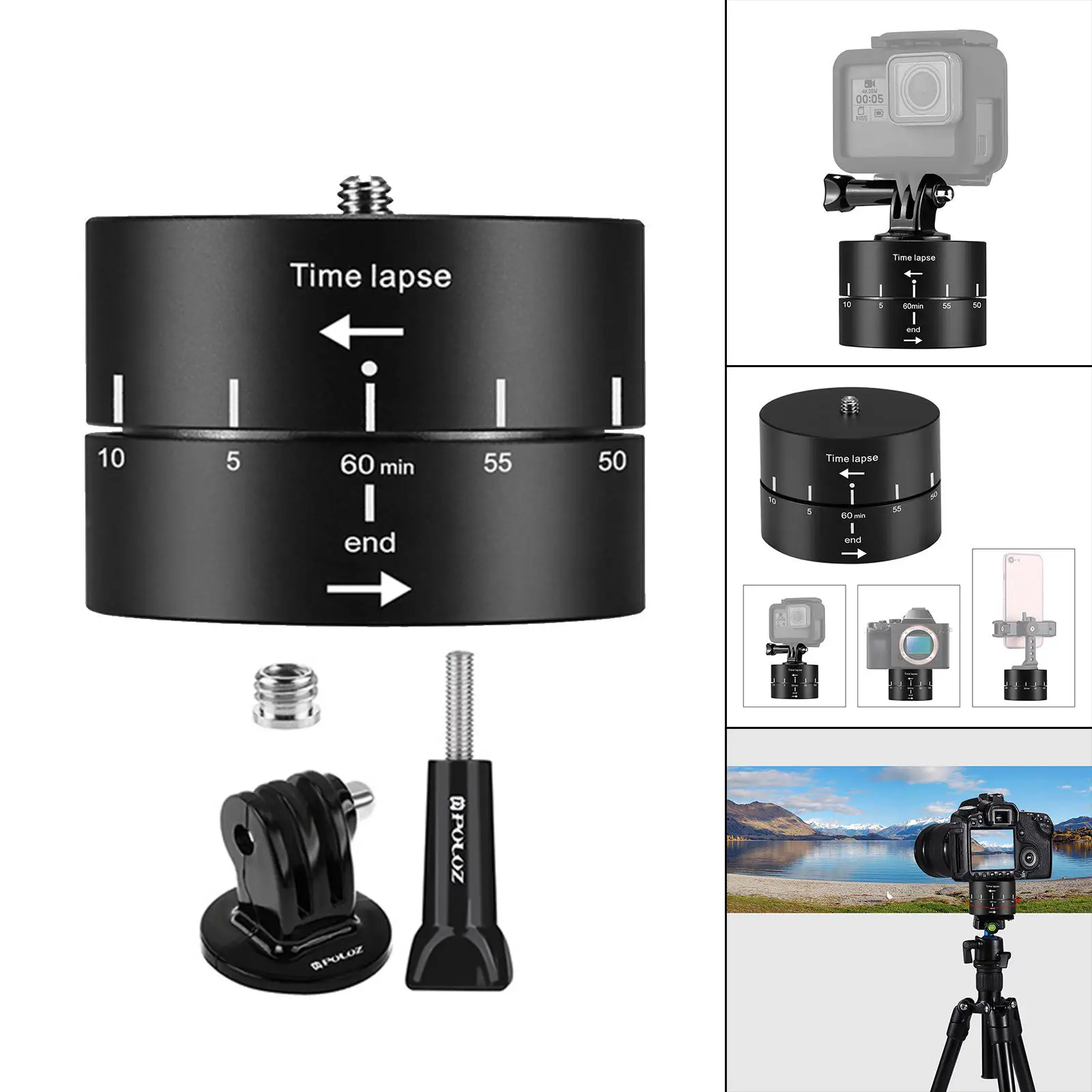 Time Lapse Stabilizer 360-Degree Panning Firm Photo Delay Timer for DJI Action Accessory for Hero10 9 8 7 Cameras Filming Phones
Time Lapse Stabilizer 360-Degree Panning Firm Photo Delay Timer for DJI Action Accessory for Hero10 9 8 7 Cameras Filming Phones