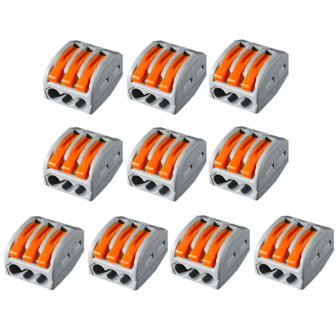 10pcs 3 Way Cable Wire Connectors Spring Lever Terminal Block Home Compact Conductor Electric Connection Wire Tool
10pcs 3 Way Cable Wire Connectors Spring Lever Terminal Block Home Compact Conductor Electric Connection Wire Tool