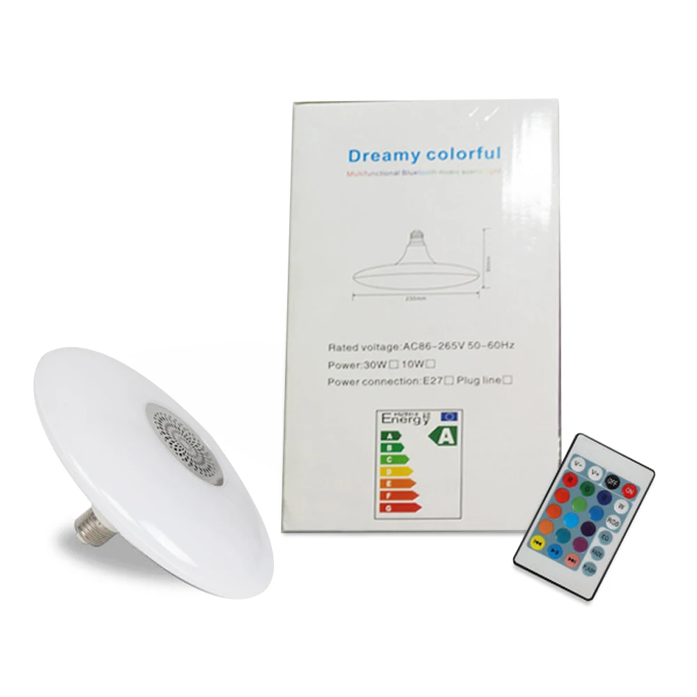 White Music Bulb RGB High Power UFO Light Remote Control Smart Colorful Bluetooth UFO Sound Light E27 For Home Decoration
White Music Bulb RGB High Power UFO Light Remote Control Smart Colorful Bluetooth UFO Sound Light E27 For Home Decoration