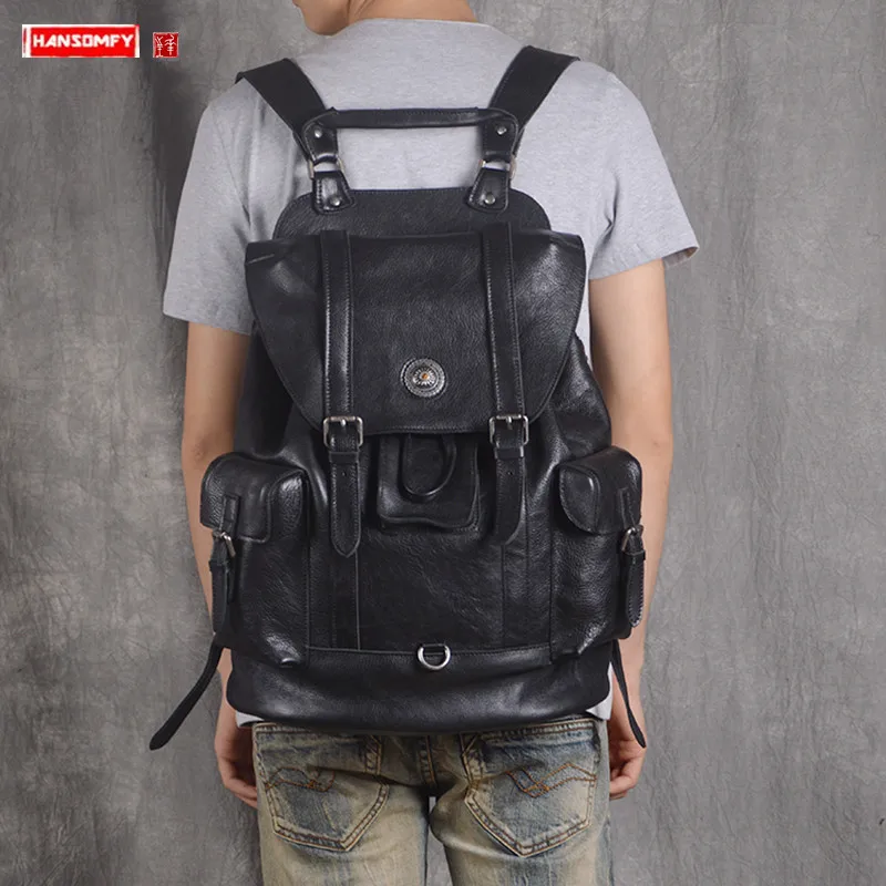 New Genuine Leather Men's Backpack Laptop Bag Casual Travel Backpacks Computer Bags Black First Layer Leather Shoulder Bags
New Genuine Leather Men's Backpack Laptop Bag Casual Travel Backpacks Computer Bags Black First Layer Leather Shoulder Bags
