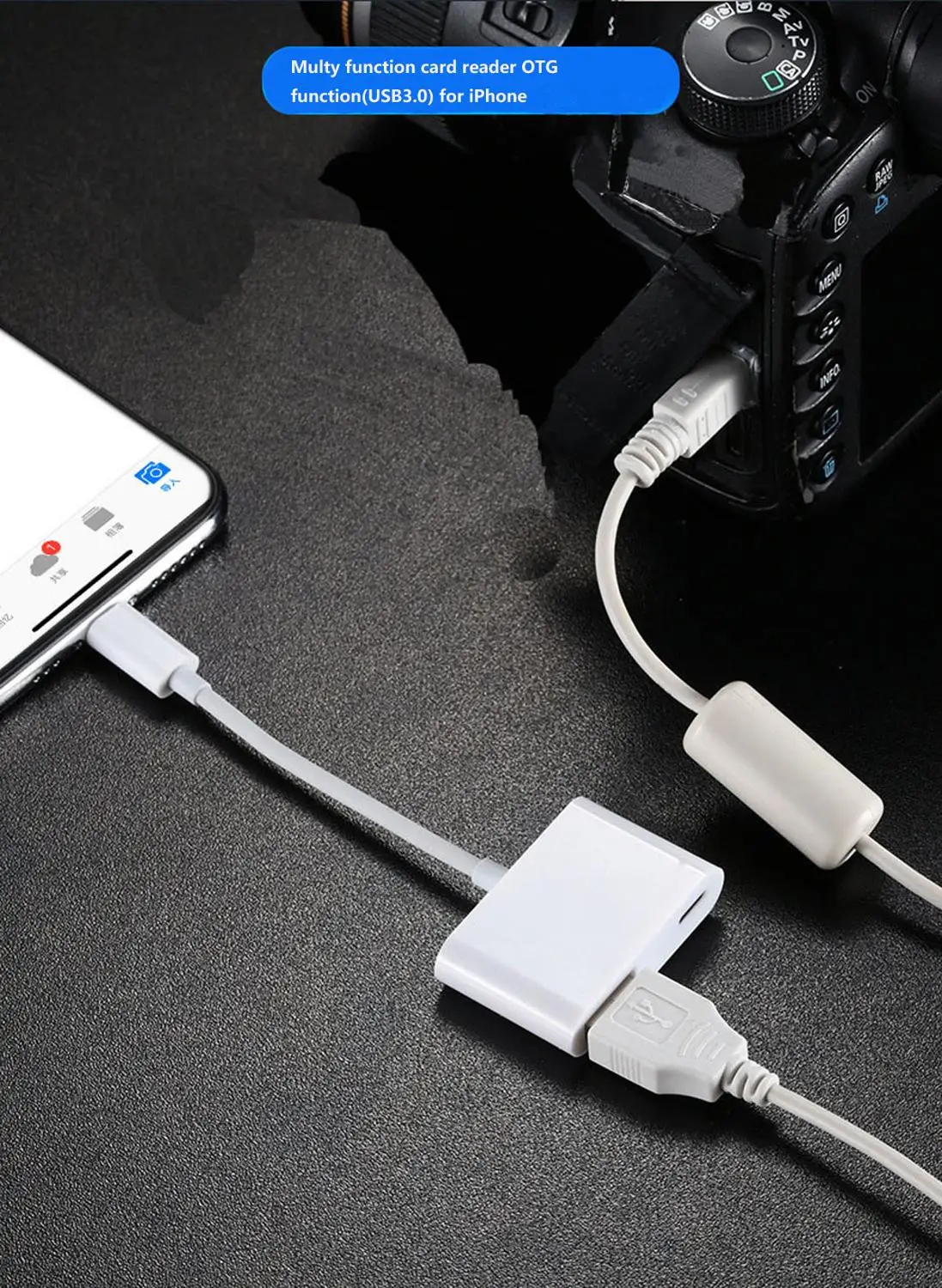 Multy Function Card Reader with OTG function(USB3.0) for iPhone and ipad
Multy Function Card Reader with OTG function(USB3.0) for iPhone and ipad