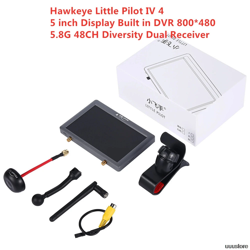

Hawkeye Little Pilot 4 5 inch 800*480 FPV Monitor Built in 5.8G 48CH DVR Diversity Dual Receiver for RC Racing Drone Airplane