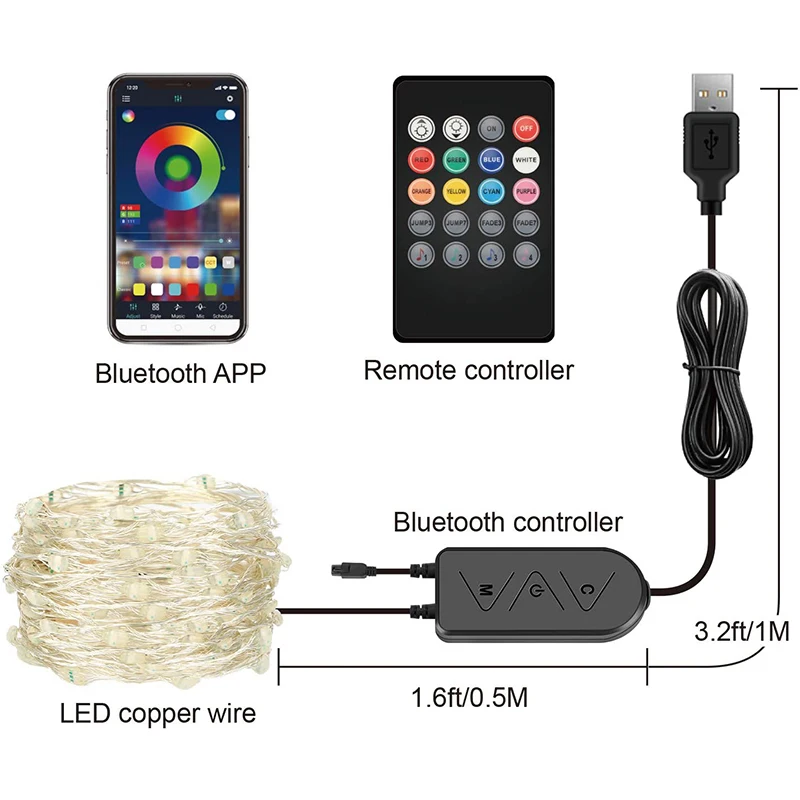 2M 200LEDs USB Changing String Light Bluetooth App Controlled Fairy Garland Remote Xmas Bedroom Patio Party Wedding Home Decor
2M 200LEDs USB Changing String Light Bluetooth App Controlled Fairy Garland Remote Xmas Bedroom Patio Party Wedding Home Decor