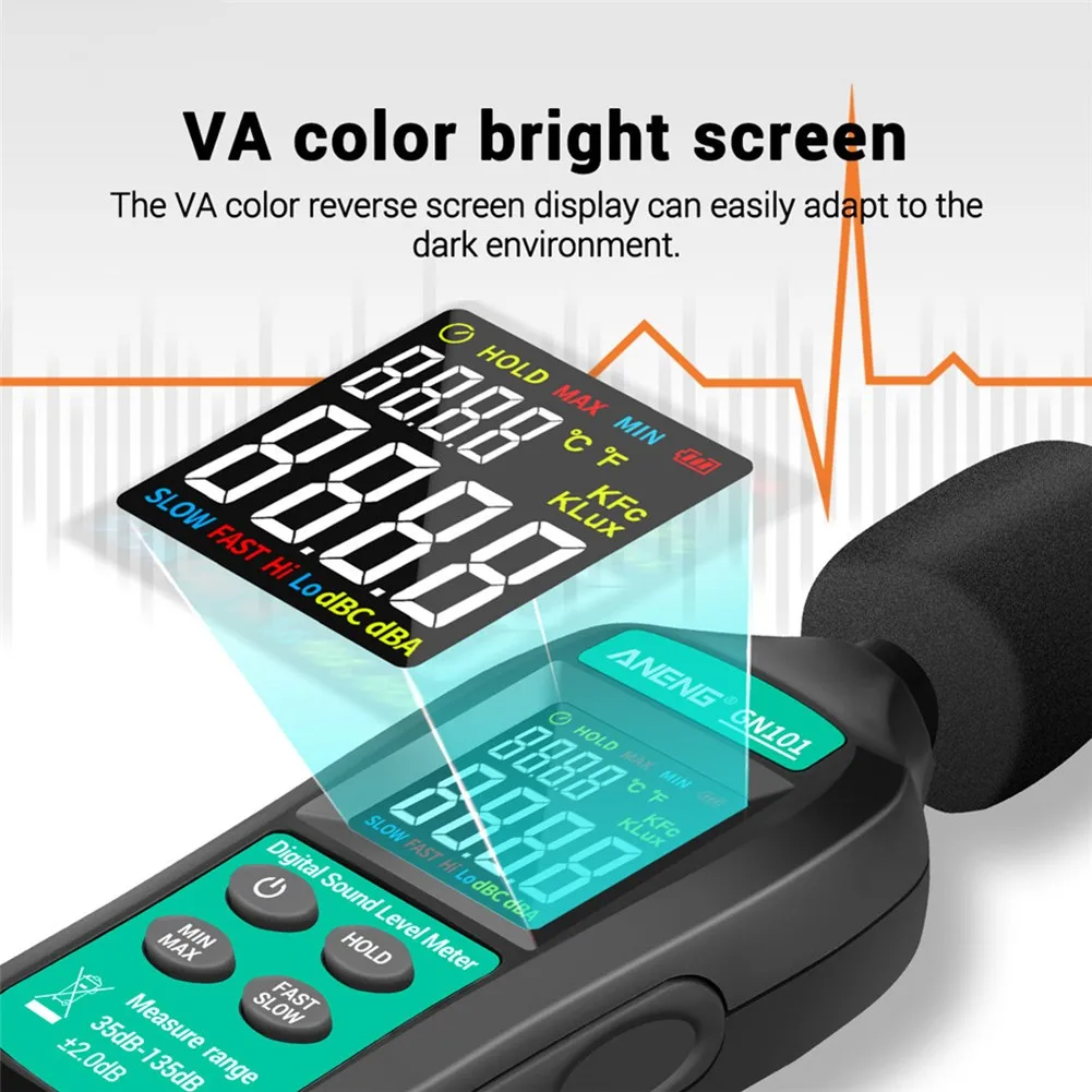 1*noise Meter ANENG GN101 Noise Meter Decibel Meter Home High Precision Professional Detection Measuring Range 35BD-135BD
1*noise Meter ANENG GN101 Noise Meter Decibel Meter Home High Precision Professional Detection Measuring Range 35BD-135BD
