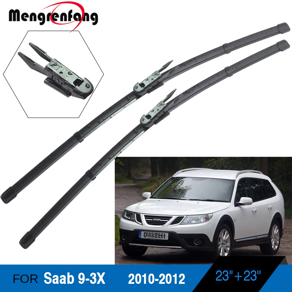 

For Saab 9-3X Car Front Windscreen Wiper Blades Soft Rubber Wiper Pinch Tab Arms 2010 2011 2012