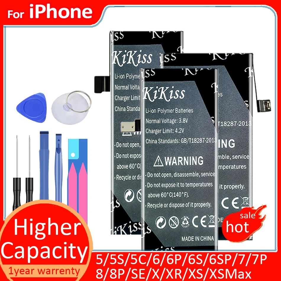 

Battery For iPhone 6 6s 6 s 7 8 Plus 6Plus 7Plus 8Plus High Capacity Bateria Replacement Batterie For iPhone X Xs Max Xr 7P 8P