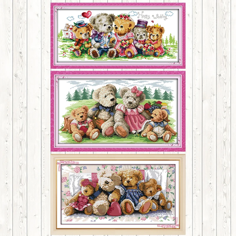 Набор для вышивки крестом Bear Family набор рукоделия DMC хлопковая нить 14CT 11CT|Упаковка|