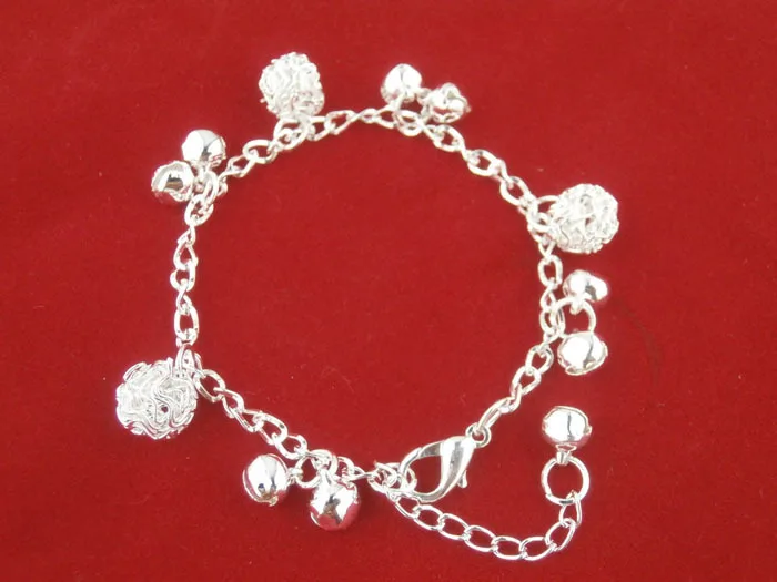 ZYZQ Bright Silver Plated Chain Bracelets Vintage Classic Bell Ball Pendant Birthday Christmas Present For Women Lovely Jewel | Украшения и