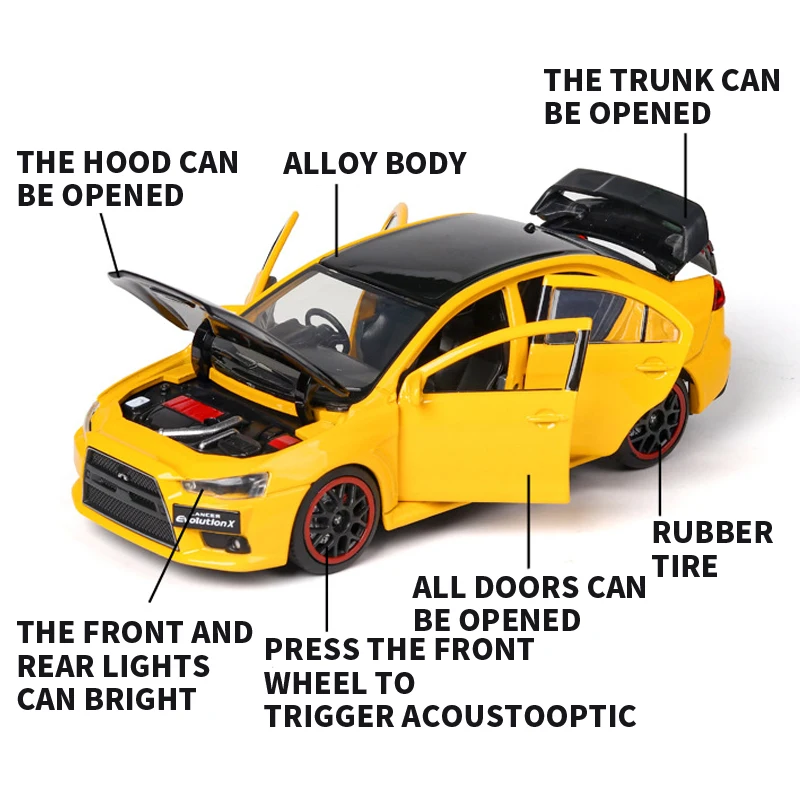 Diecast 1:32 Lancer EVOlution X Collectible Model Metal Alloy Car Simulation Vehicles Cars Toys For Kids Gifts For Children
Diecast 1:32 Lancer EVOlution X Collectible Model Metal Alloy Car Simulation Vehicles Cars Toys For Kids Gifts For Children