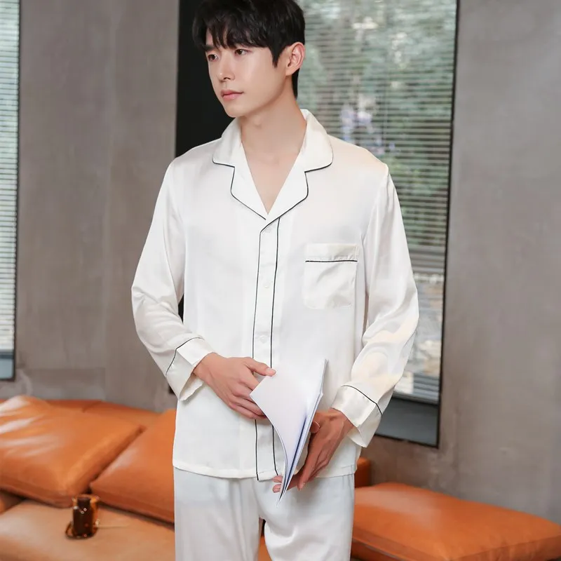 Spring New Casual Sleepwear Couple Long Sleeve Shirt&Pants Lovers' Pajamas Set Lapel Satin 2PCS Nightwear Rayon Home Wear
Spring New Casual Sleepwear Couple Long Sleeve Shirt&Pants Lovers' Pajamas Set Lapel Satin 2PCS Nightwear Rayon Home Wear