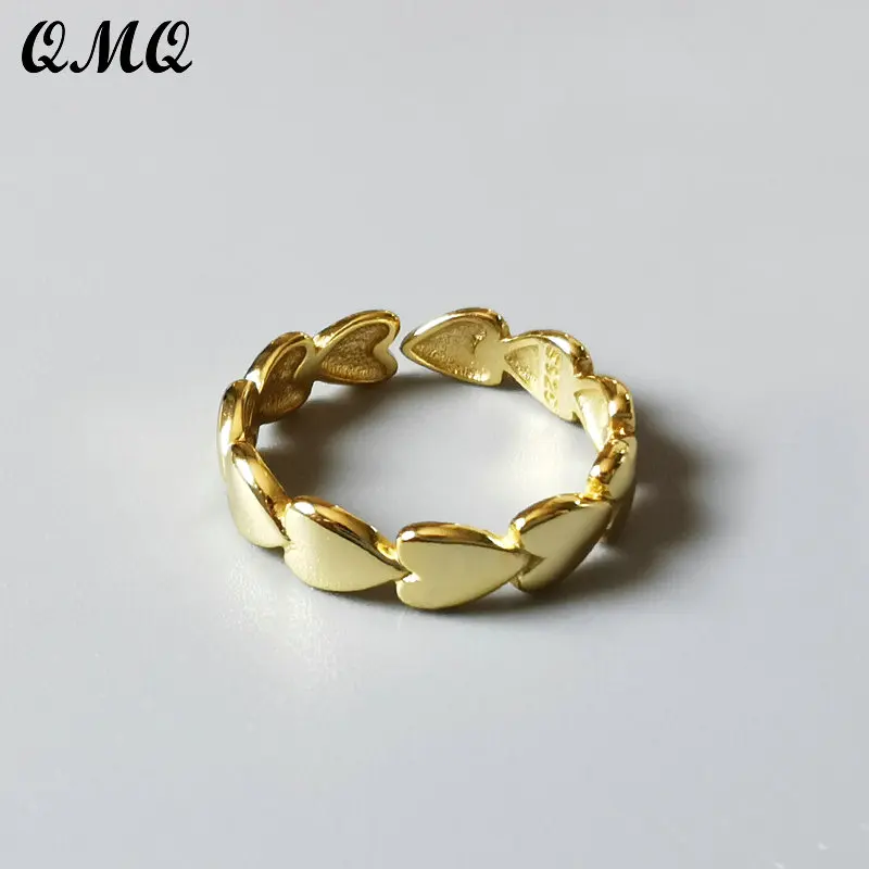 Real 925 Sterling Silver Heart-shaped Chain Rings 18k Golden Love Heart Open Rings Jewelry for Women Elegant Circlet Party Gifts
Real 925 Sterling Silver Heart-shaped Chain Rings 18k Golden Love Heart Open Rings Jewelry for Women Elegant Circlet Party Gifts