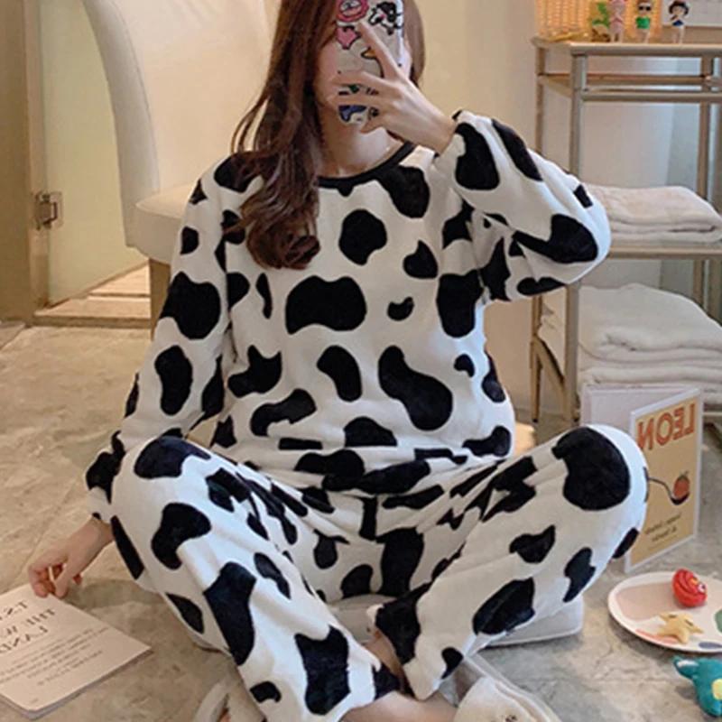 Kawaii Cow and Duck Print Fall Winter Warm Flannel Women Pyjamas Sets Thick Coral Velvet Long Sleeve Sleepwear Pajamas Set Lady
Kawaii Cow and Duck Print Fall Winter Warm Flannel Women Pyjamas Sets Thick Coral Velvet Long Sleeve Sleepwear Pajamas Set Lady