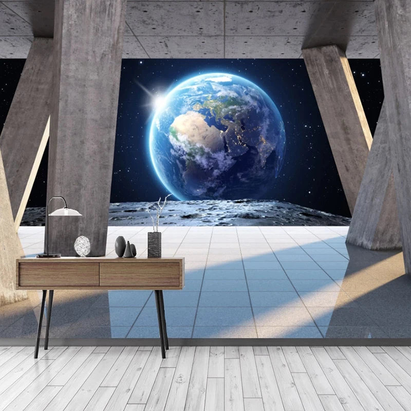 Фотообои на заказ каменная колонна земля солнечный свет 3D космический пейзаж