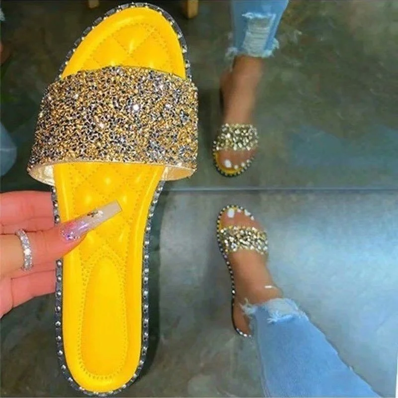 Women Crystal Slippers Ladies Bling Flats Female Fashion Outdoor Beach Shoes Female Footwear Women Summer Slides Plus Size 35-43
Women Crystal Slippers Ladies Bling Flats Female Fashion Outdoor Beach Shoes Female Footwear Women Summer Slides Plus Size 35-43