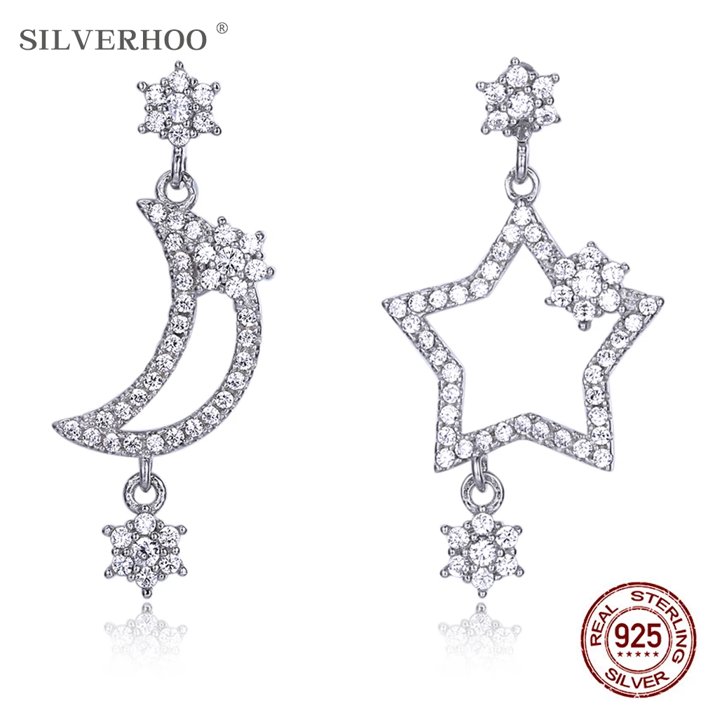 SILVERHOO 925 Sterling Silver Drop Earrings For Women The Stars And Moon Design Inlaid Zircon Earring Party Fine Jewelry New
SILVERHOO 925 Sterling Silver Drop Earrings For Women The Stars And Moon Design Inlaid Zircon Earring Party Fine Jewelry New