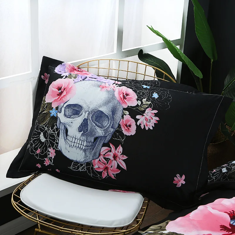 Pink Flowers Skull Digital print Black Bedding Set Quilt Cover Designer Wolf Tiger Bohemian High Quality Luxury Bedclothes 3pcs
Pink Flowers Skull Digital print Black Bedding Set Quilt Cover Designer Wolf Tiger Bohemian High Quality Luxury Bedclothes 3pcs