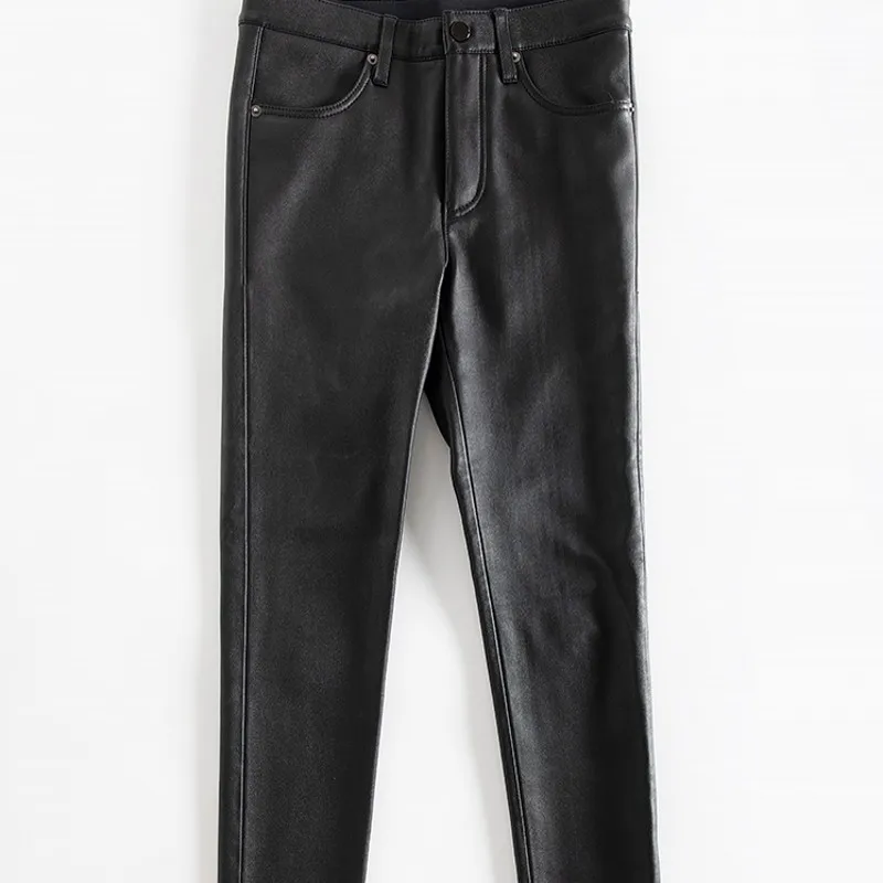Plus Cashmere Stretch Pants Womens Genuine Leather High Waist Pencil Pants Zippers Pockets Thicken Sheepskin Skinny Pants
Plus Cashmere Stretch Pants Womens Genuine Leather High Waist Pencil Pants Zippers Pockets Thicken Sheepskin Skinny Pants