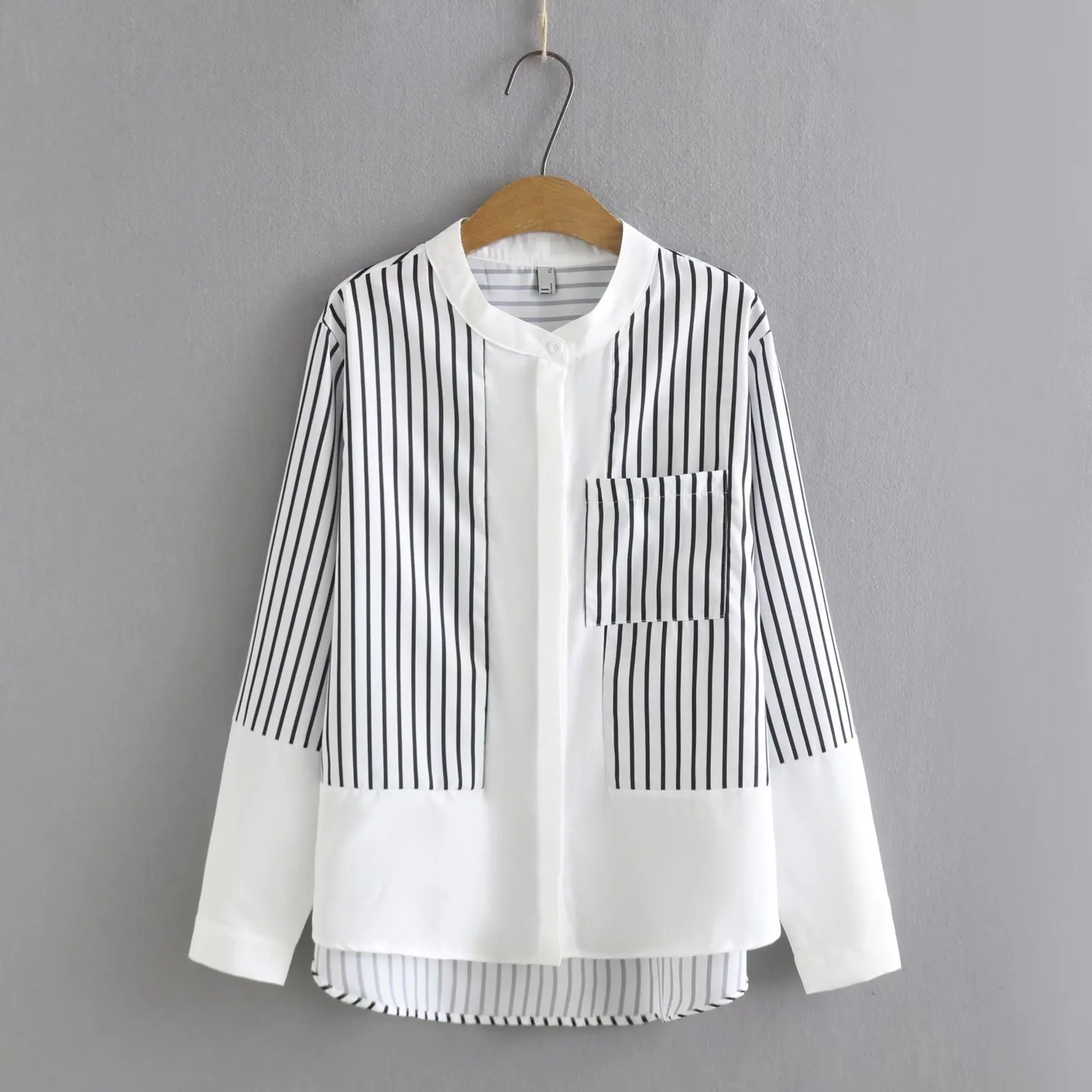 Plus size stand collar loose women blouse 2022 NEW spring autumn casual ladies striped patchwork white shirts female
Plus size stand collar loose women blouse 2022 NEW spring autumn casual ladies striped patchwork white shirts female