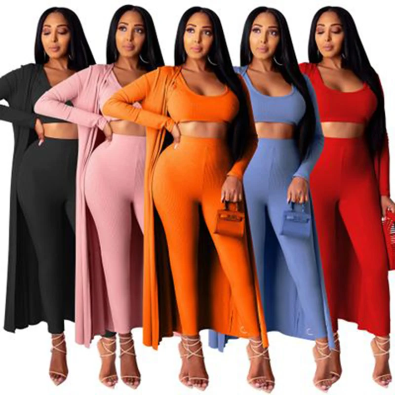2020 Autumn New Solid Long Sleeve Three Piece Set Sexy Push Up Crop Tops High Waist Pencil Pants Long Cardigan 3 Piece Set
2020 Autumn New Solid Long Sleeve Three Piece Set Sexy Push Up Crop Tops High Waist Pencil Pants Long Cardigan 3 Piece Set