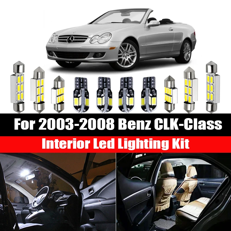 

16pcs White Canbus No Error LED Interior Reading Dome Map Light Bulbs Kit For 2003-2008 Benz CLK-Class Car Accessories