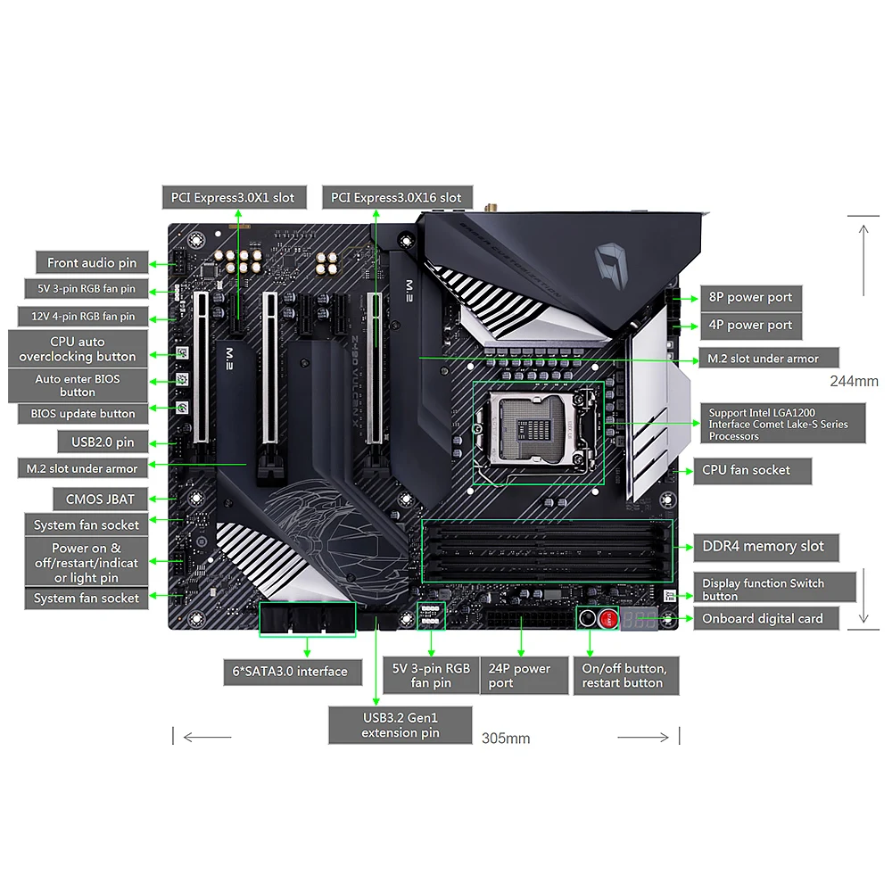 Материнская плата Colorful iGame Z490 Vulcan X V20 игровая материнская с поддержкой интерфейса